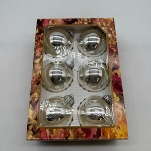 Vintage Krebs Silver Glass Christmas Ball Ornaments Set of 6 Distressed